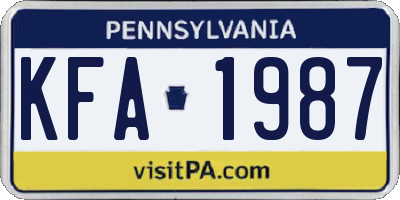 PA license plate KFA1987