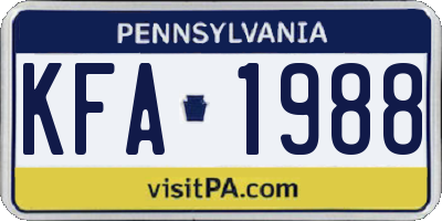 PA license plate KFA1988