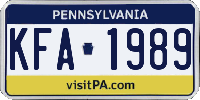 PA license plate KFA1989