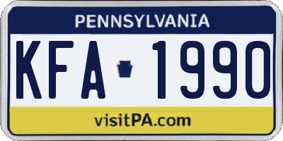 PA license plate KFA1990