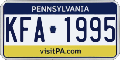 PA license plate KFA1995