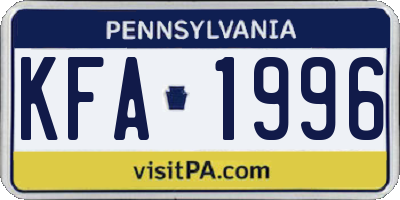 PA license plate KFA1996
