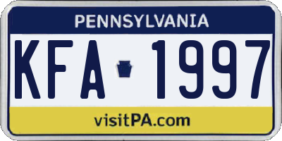 PA license plate KFA1997