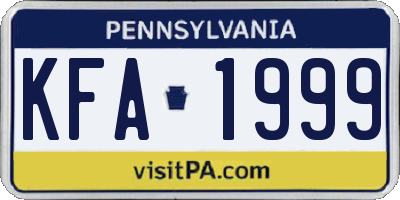 PA license plate KFA1999