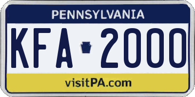 PA license plate KFA2000