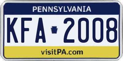 PA license plate KFA2008