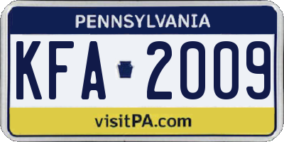 PA license plate KFA2009