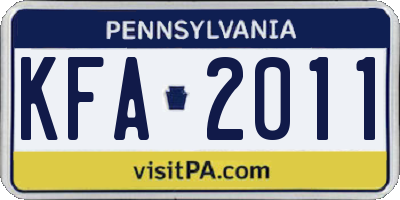 PA license plate KFA2011