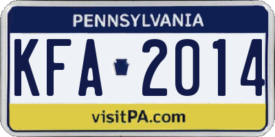 PA license plate KFA2014