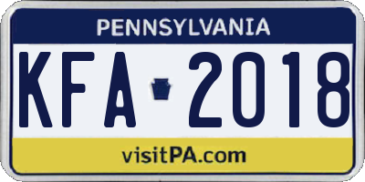 PA license plate KFA2018