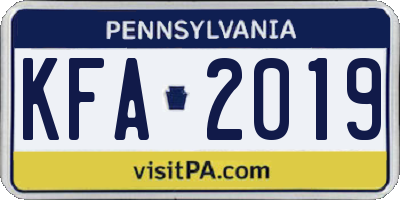 PA license plate KFA2019