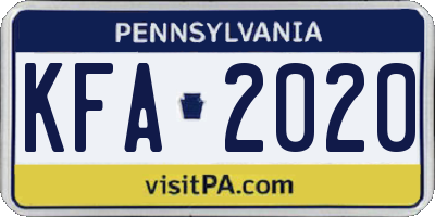 PA license plate KFA2020