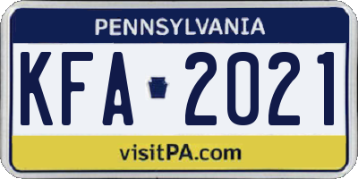 PA license plate KFA2021
