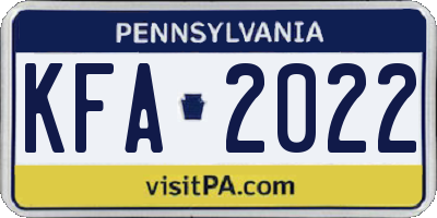 PA license plate KFA2022