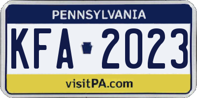 PA license plate KFA2023