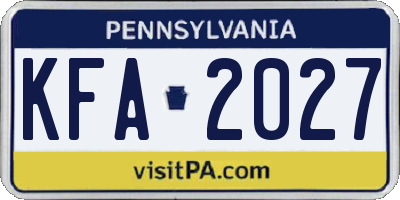 PA license plate KFA2027