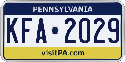 PA license plate KFA2029