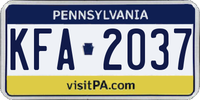 PA license plate KFA2037