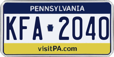 PA license plate KFA2040