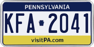 PA license plate KFA2041