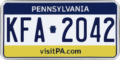 PA license plate KFA2042