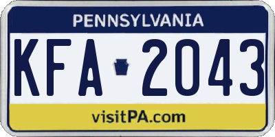 PA license plate KFA2043