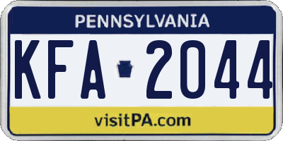 PA license plate KFA2044