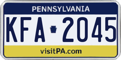 PA license plate KFA2045