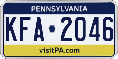 PA license plate KFA2046
