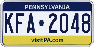 PA license plate KFA2048