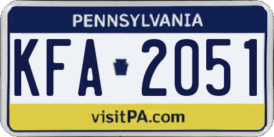 PA license plate KFA2051