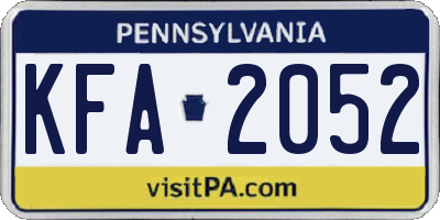 PA license plate KFA2052