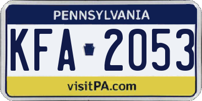 PA license plate KFA2053