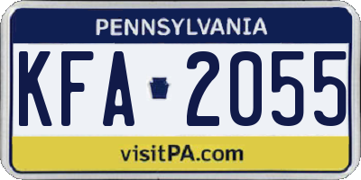 PA license plate KFA2055