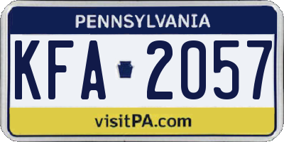 PA license plate KFA2057