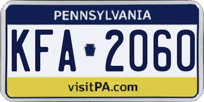 PA license plate KFA2060