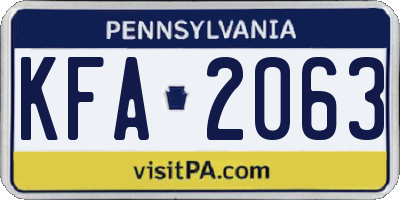 PA license plate KFA2063