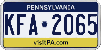 PA license plate KFA2065