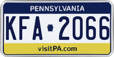 PA license plate KFA2066