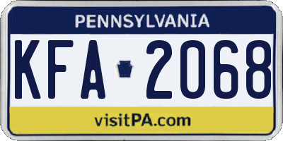 PA license plate KFA2068