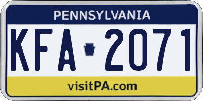 PA license plate KFA2071
