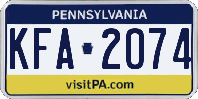 PA license plate KFA2074
