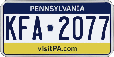 PA license plate KFA2077