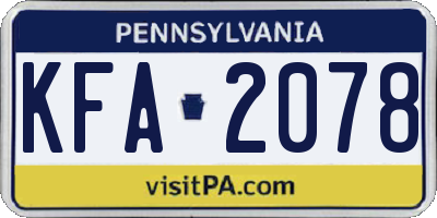 PA license plate KFA2078