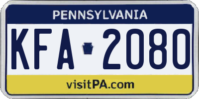 PA license plate KFA2080