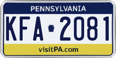 PA license plate KFA2081
