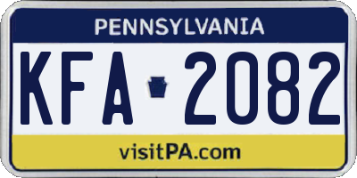 PA license plate KFA2082
