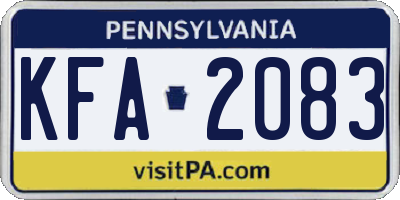 PA license plate KFA2083