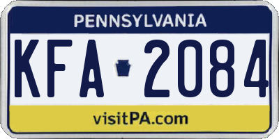 PA license plate KFA2084