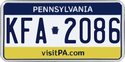 PA license plate KFA2086